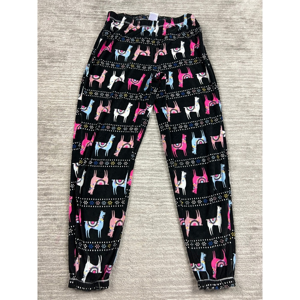 Secret Treasures Pajama Pants Womens Small Black Pink Flame Llama Fleece Jogger